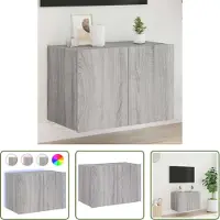 The Living Store TV-Wandschrank mit LED-Leuchten Grau Sonoma 60x35x41 cm