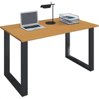 VCM Holz Schreibtisch | H. 76 x B. 140 x T. 50 cm | Computertisch schlicht | Füße aus hochwertigem Metall | Arbeitstisch | Büromöbel - Lona U