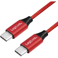 Logilink CU0156, 1 m, USB C, USB C, USB 2.0, Rot