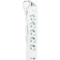 Logilink Outlet Strip, 5 safety sockets, w/ 1x USB-A, 1x USB-C Port, white
