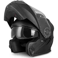 Vinz Santos Klapphelm mit Sonnenblende | ECE 22.06 & PINLOCK vorbereitet | Motorrad Helm Integralhelm | Motorradhelm Klappbar | In Gr. XS-XXL - Matt Schwarz | XXL (61 cm)