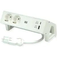 Bachmann DESK2 ALU WHITE 2x Schutzkontakt, USB Charger 22W A&C, 0,2m GST18