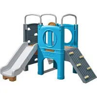 Step2 Spielhaus Klettergerüst Blauer und Grauer Spielplatz