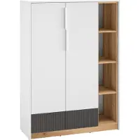 Furnlux Classic FURNLUX Anrichte Torino Graphit Und Weiss Und Eiche 101cm / Hauptfarbe: Weiß / Abmessungen: 101 x 140 x 40 cm