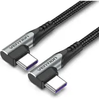 Vention Typ-C (USB-C) 2.0 auf USB-C Dual rechtwinklig 1M Grau Aluminiumlegierung Typ