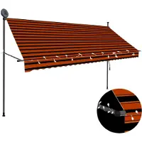 Syfax Einziehbare Markise Handbetrieben mit LED 300 cm Orange Braun
