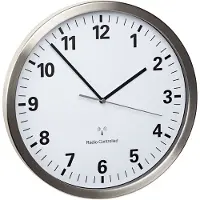 TFA-Dostmann Funk-Wanduhr mit Edelstahl-Rahmen, analog, 60.3523.02,