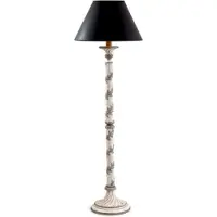 Casa Padrino Luxus Barock Stehleuchte Antik Cremeweiß / Antik Grau / Schwarz Ø 34 x H. 145,5 cm - Prunkvolle Barockstil Stehlampe mit rundem Lampenschirm - Luxus Qualität - Italy