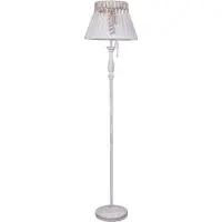 Casa Padrino Jugendstil Stehleuchte in Antik Weiß, Ø 40 x H. 164 cm - Elegante Metall Stehlampe mit Leinen-Lampenschirm