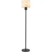 Casa Padrino Luxus Stehleuchte Bronze / Alabaster Ø 30 x H. 171 cm - Moderne Stehlampe mit rundem Alabaster Lampenschirm - Luxus Leuchten