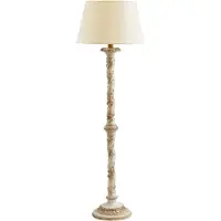 Casa Padrino Luxus Barock Stehleuchte Antik Weiß / Antik Gold / Creme Ø 33 x H. 148,5 cm - Prunkvolle Barockstil Stehlampe mit rundem Lampenschirm - Luxus Qualität - Italy