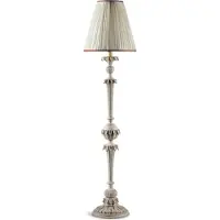 Casa Padrino Luxus Barock Stehleuchte Antik Grau / Creme Ø 32 x H. 145,5 cm - Prunkvolle Barockstil Stehlampe mit rundem Lampenschirm - Luxus Qualität - Italy