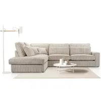 AX Living Sofa creme Cord Eckcouch Celleri XXL Couch L Form 314 cm L