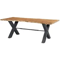 MASSIVMOEBEL24.DE Esstisch Akazie 240x100x76 natur lackiert IRON LABEL #128