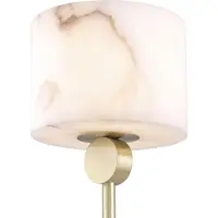 Casa Padrino Luxus Stehleuchte Messingfarben / Alabaster Ø 30 x H. 171 cm - Moderne Stehlampe mit rundem Alabaster Lampenschirm - Luxus Leuchten