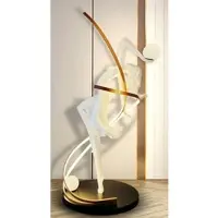 Casa Padrino Luxus Stehleuchte Tänzerin Weiß / Messing / Schwarz H. 179 cm - LED Kunstharz Stehlampe - Luxus Stehleuchten - Luxus Leuchten - Luxus Möbel - Luxus Einrichtung