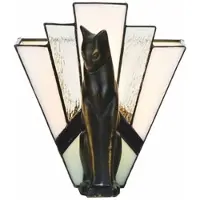 Demotex GmbH Casa Padrino Art Deco Tiffany Tischleuchte Katze Schwarz / Weiß H. 18,5 cm