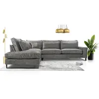 AX Living Couch hellgrau Castellio Wohnlandschaft L Form 314 cm L