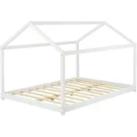 In And OutdoorMatch Kinderbett Enola - Doubter - Hausbett - Mit Matratze - 140x200 cm - Weiß - Für Mädchen - Für Jungen - Für Kinder