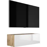 3Xeliving Hängender TV-Schrank, Modernes Design B: 100 cm, H: 34 cm, Weiß