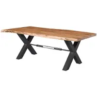 MASSIVMOEBEL24.DE Esstisch Akazie 200x110x76 natur lackiert IRON LABEL #186