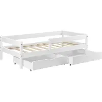 In And OutdoorMatch Kinderbett Jazmyne - mit Fallschutz - und 2 Schubladen - 90 x 200 cm - weiß - Fichtenholz und Spanplatte - für Mädchen - für Jungen