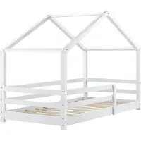 In And OutdoorMatch Kinderbett Randi - Hausbett - Mit Rausfallschutz - 80x160 - Weiß - Kiefer - Für Mädchen - Für Jungen - Für Kinder