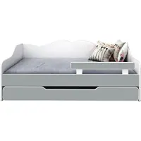 BDW Kinderbett, Einzelbett, Doppelbett mit Lattenrost, Grau, 160 x 80 cm
