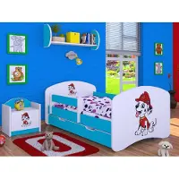 BDW Kinderbett Super Hunde, Babybett Kinderzimmer, Blau (Motiv 4), 140 x 70 cm