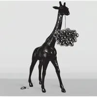 Casa Padrino Luxus Stehleuchte Giraffe Schwarz H. 230 cm - Tier Stehleuchten