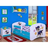 BDW Kinderbett Super Hunde, Babybett Kinderzimmer, Blau (Motiv 5), 140 x 70 cm