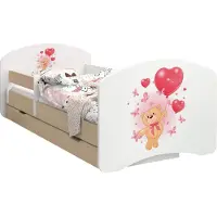BDW Kinderbett, Doppelseitiges mit Schublade, Bär mit Luftballons, 190/90