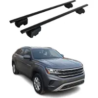 Omtec Dachquerträger für VW Atlas, Baujahre 2018-2023, schwarzes Metall, 2 Stück, mit Allgemeine Betriebserlaubnis (ABE)