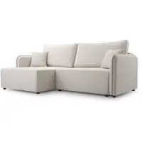 AX Living Beige L Couch Mentone Couch für Wohnzimmer creme 227 cm L