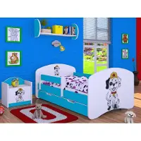 BDW Kinderbett Super Hunde, Babybett Kinderzimmer, Blau (Motiv 2), 140 x 70 cm