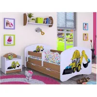 BDW , Kinderbett mit Matratze & Bettkasten, Braun, 190x90