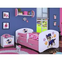 BDW Kinderbett Super Hunde, Babybett Kinderzimmer, Rosa (Motiv 5), 190 x 90 cm