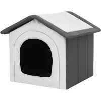 Sellbee Hundehütte Hundeecke Ruhebereich Zwinger Tierheim Hundezwinger Haustierhütte Haustierzwinger - 52 x 46 x 53 cm [Größe: R3] - Asche Ökoleinen + Graphit Oxford