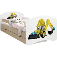 BDW Kinderbett, Doppelseitiges mit Schublade, Bagger, 140/70