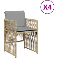 Syfax Gartenstühle mit Kissen 4 Stk. Beigemischung Poly Rattan