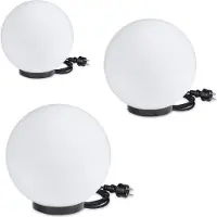 H4L Kugelleuchten 3er Set 15/20/25cm weiß E27 inkl. 3m Anschlußkabel Kugellampe Terrassenleuchte
