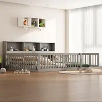 UnboxG Schlafsofa 140 x 200 cm, grau (Kiefernholz): Tagesbett, Nachttisch mit Stauraum, Lattenrost (Matratze nicht enthalten), Schutzgitter