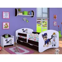 BDW Kinderbett Super Hunde, Babybett Kinderzimmer, Wenge (Motiv 1), 140 x 70 cm