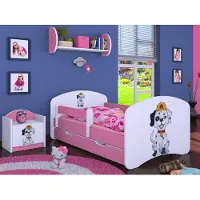 BDW Kinderbett Super Hunde, Babybett Kinderzimmer, Rosa (Motiv 2), 160 x 80 cm
