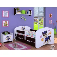 BDW Kinderbett Super Hunde, Babybett Kinderzimmer, Wenge (Motiv 5), 190 x 90 cm