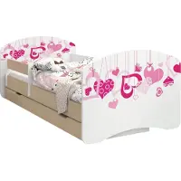 BDW Kinderbett, Doppelseitiges mit Schublade, Fallende Herzen, 180/90
