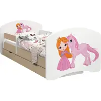 BDW Kinderbett, Doppelseitiges mit Schublade, Prinzessin und Einhorn, 190/90