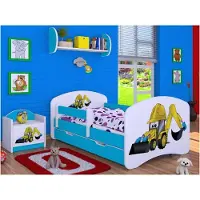 BDW , Kinderbett mit Matratze & Bettkasten, Blau, 160x80