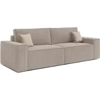 AX Living Cord Sofa Talaton 248 cm Schlafsofa Beige Kissen Bettkasten