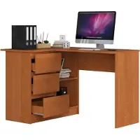 BDW , Eckschreibtisch rechts, 3 Schubladen, 4 Regale, Erle links